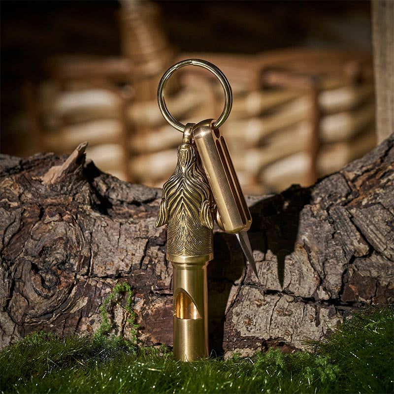 Couteau utilitaire rétractable EDC et porte-clés sifflet d'urgence Wolf - Style n° 1 - image 0