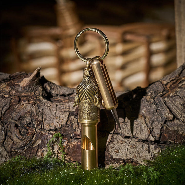 Couteau utilitaire rétractable EDC et porte-clés sifflet d'urgence Wolf - Style n° 1 - image 0