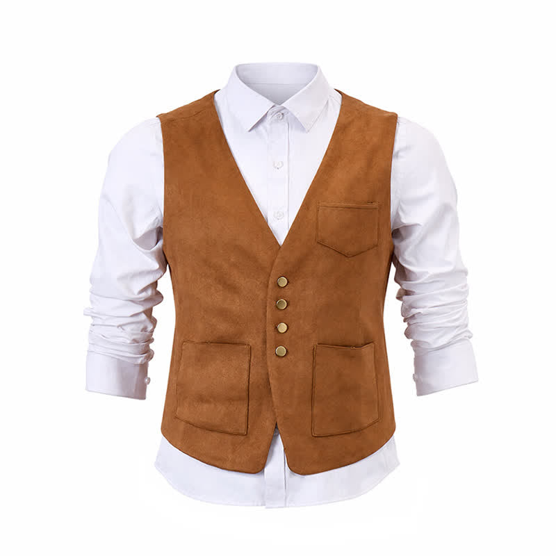 Gilet de cowboy marron traditionnel western pour homme - image 9