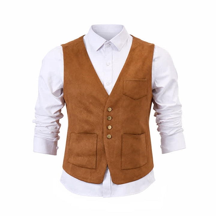 Gilet de cowboy marron traditionnel western pour homme - image 9