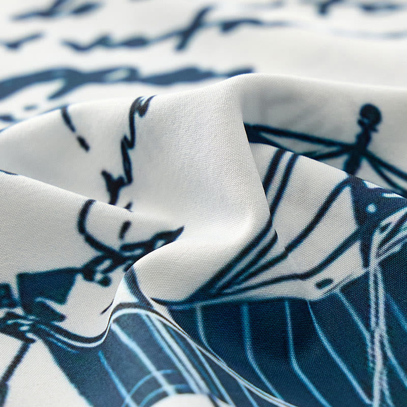 Chemise hawaïenne vintage à manches courtes pour homme, motif croquis nautique - image 8