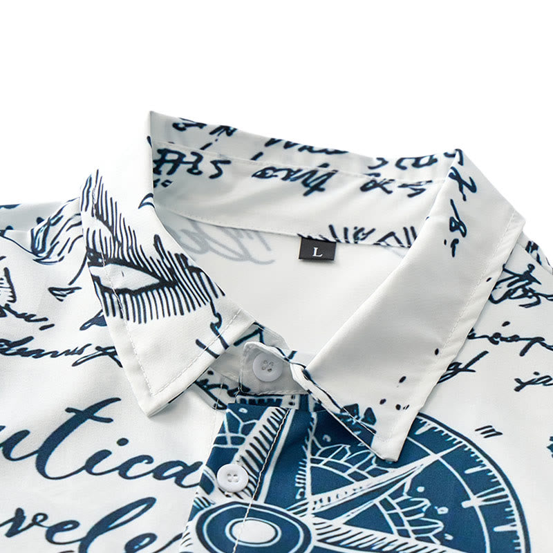 Chemise hawaïenne vintage à manches courtes pour homme, motif croquis nautique - image 4