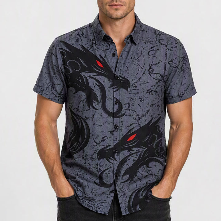 T-shirt streetwear sport pour homme, imprimé dragon noir gothique 3D - image 1