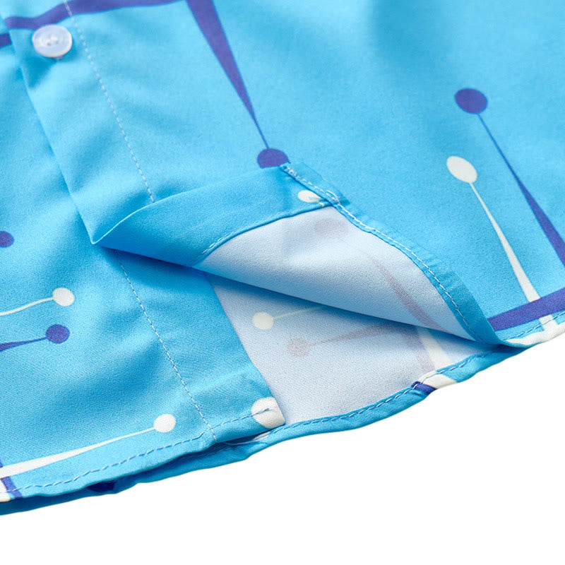 Chemise d'été pour homme à imprimé géométrique rétro à pois et lignes - image 9
