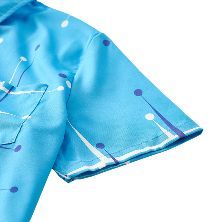 Chemise d'été pour homme à imprimé géométrique rétro à pois et lignes - image 5