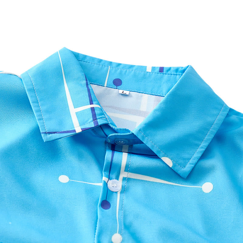 Chemise d'été pour homme à imprimé géométrique rétro à pois et lignes - image 4