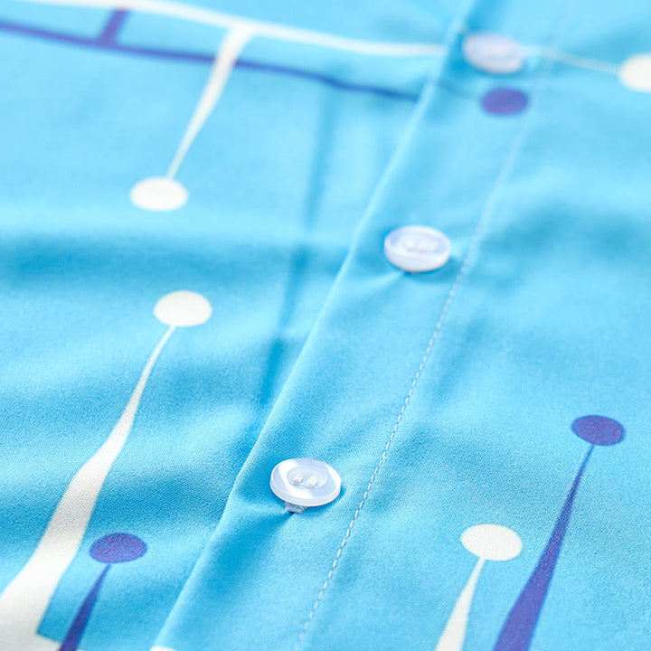 Chemise d'été pour homme à imprimé géométrique rétro à pois et lignes - image 7