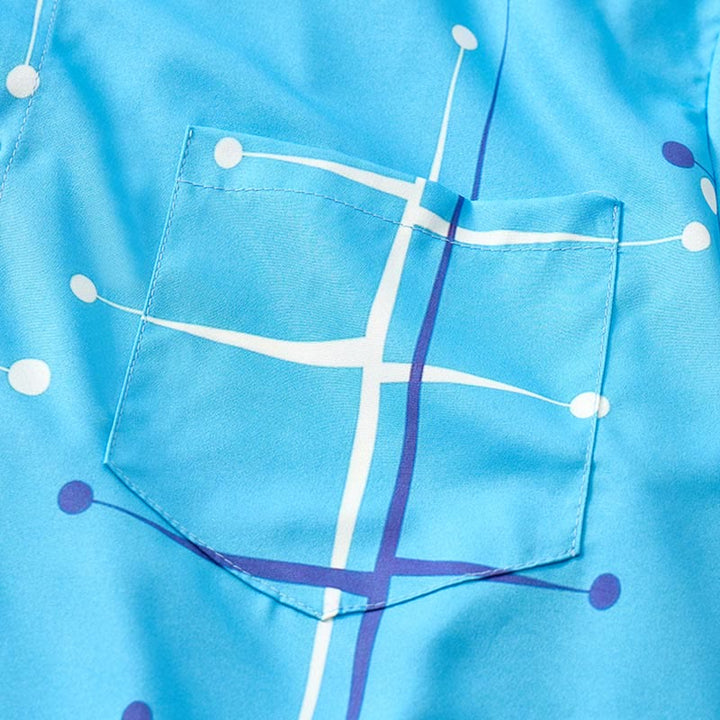 Chemise d'été pour homme à imprimé géométrique rétro à pois et lignes - image 6