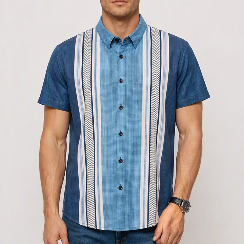 Chemise de plage décontractée à rayures verticales vintage pour homme - image 1