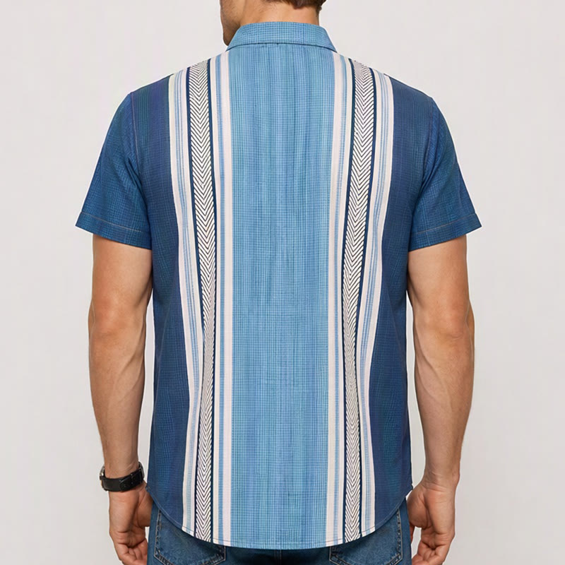 Chemise de plage décontractée à rayures verticales vintage pour homme - image 2