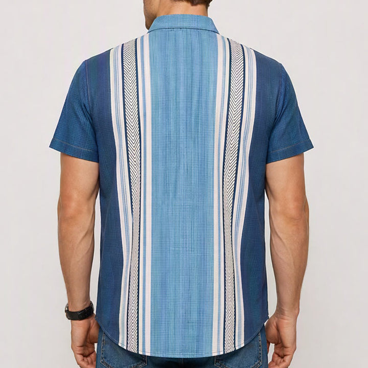 Chemise de plage décontractée à rayures verticales vintage pour homme - image 2