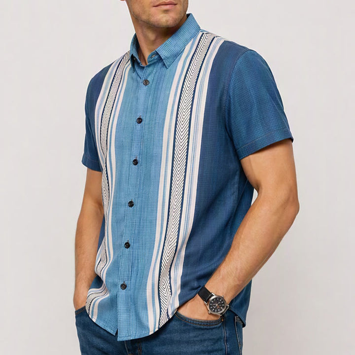 Chemise de plage décontractée à rayures verticales vintage pour homme - image 3