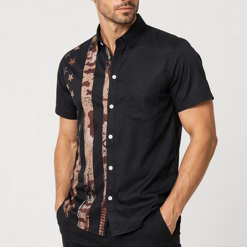Chemise à manches courtes pour homme, imprimé camouflage drapeau américain vintage - image 3
