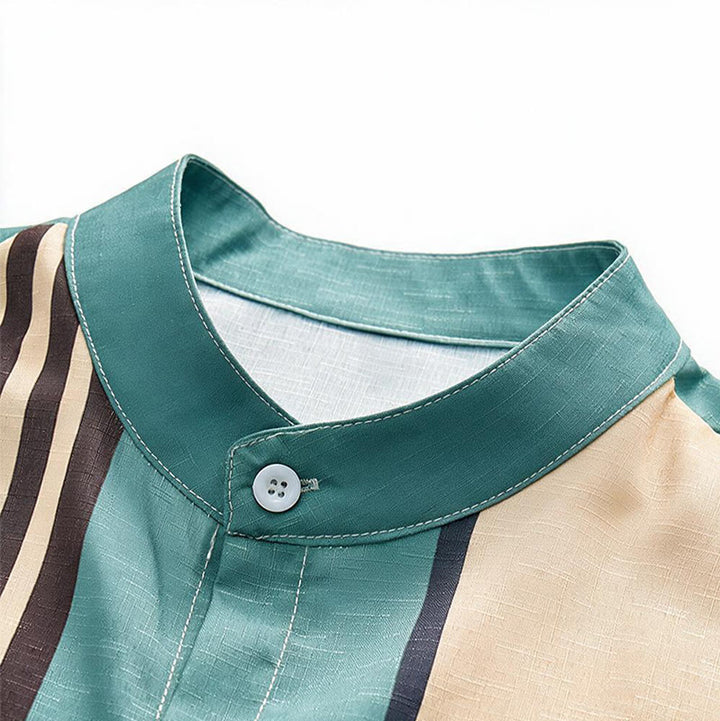 Chemise d'été pour homme à rayures verticales et imprimé cocktail toucan tropical - image 4