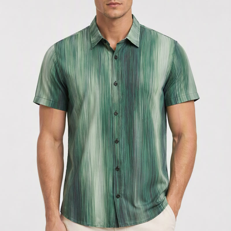 Chemise d'été à boutons pour homme, imprimée d'une texture verticale dégradée - image 1