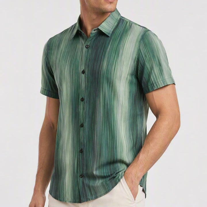 Chemise d'été à boutons pour homme, imprimée d'une texture verticale dégradée - image 3