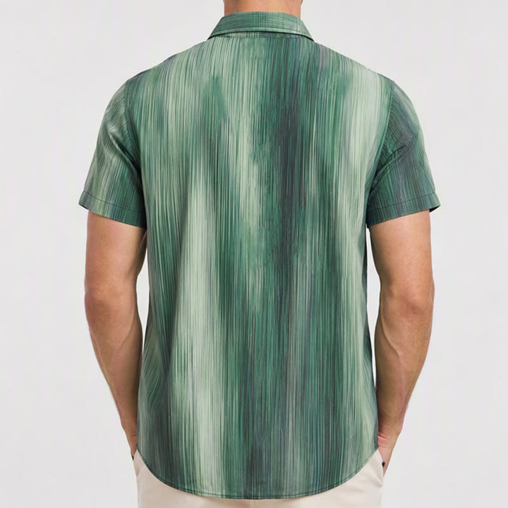 Chemise d'été à boutons pour homme, imprimée d'une texture verticale dégradée - image 2