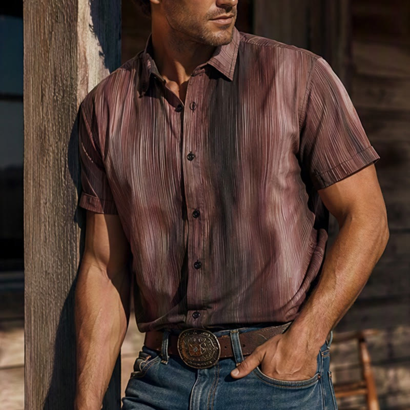 Chemise d'été à boutons pour homme, imprimée d'une texture verticale dégradée - Style n° 3 - 3XL - image 5