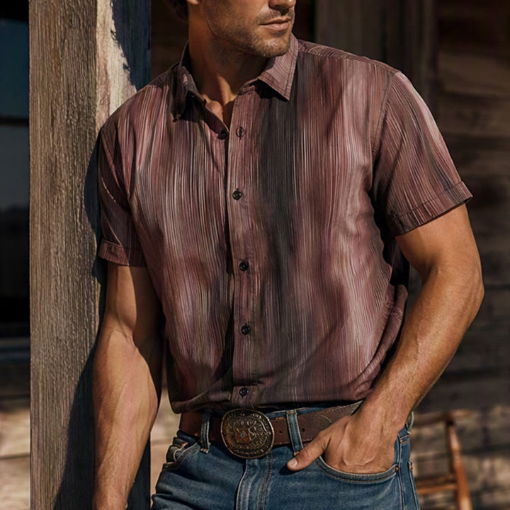 Chemise d'été à boutons pour homme, imprimée d'une texture verticale dégradée - Style n° 3 - 3XL - image 5