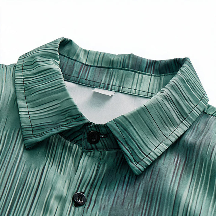 Chemise d'été à boutons pour homme, imprimée d'une texture verticale dégradée - image 6