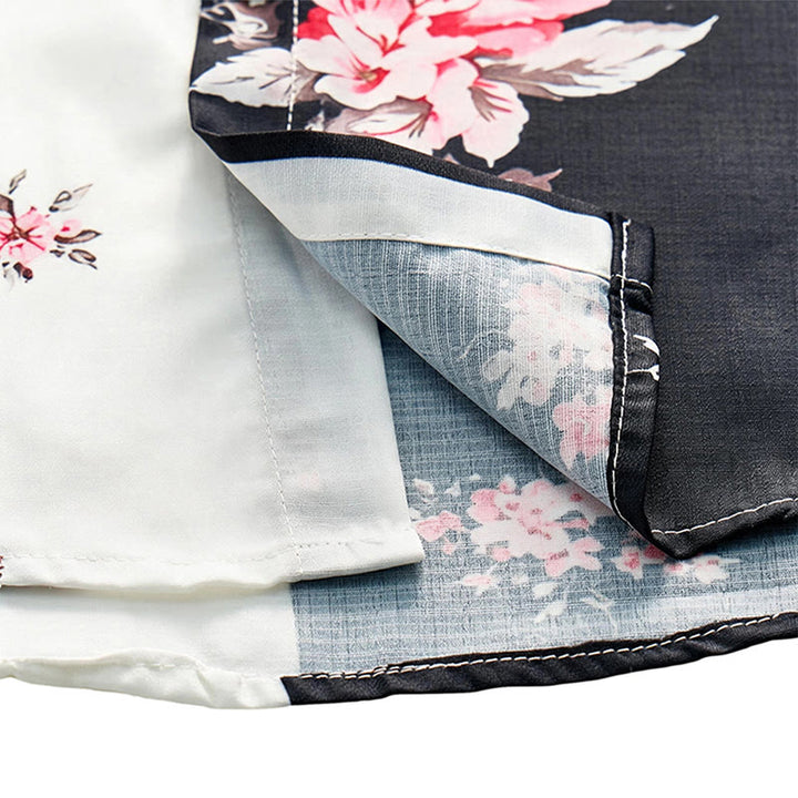 Chemise décontractée pour homme, noire et blanche à imprimé floral rose contrasté - image 6