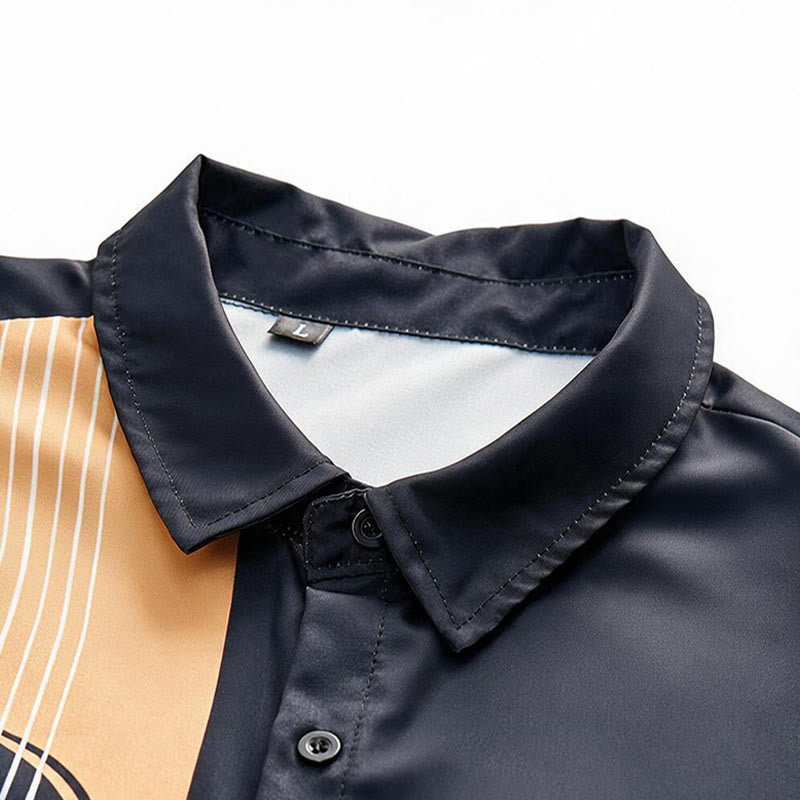 Chemise streetwear décontractée pour homme avec imprimé guitare acoustique créatif - image 4