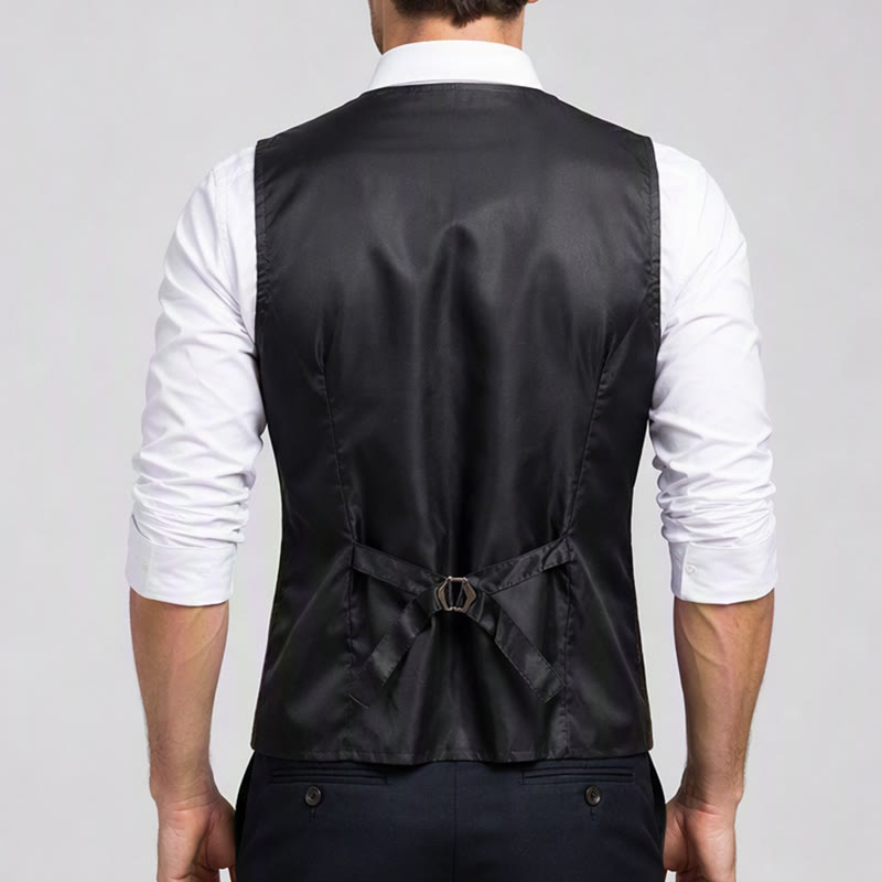 Gilet de costume léger à carreaux pour homme, style britannique, habillé et décontracté. - image 2