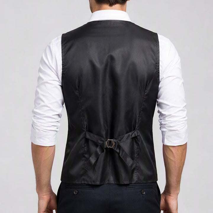Gilet de costume léger à carreaux pour homme, style britannique, habillé et décontracté. - image 2