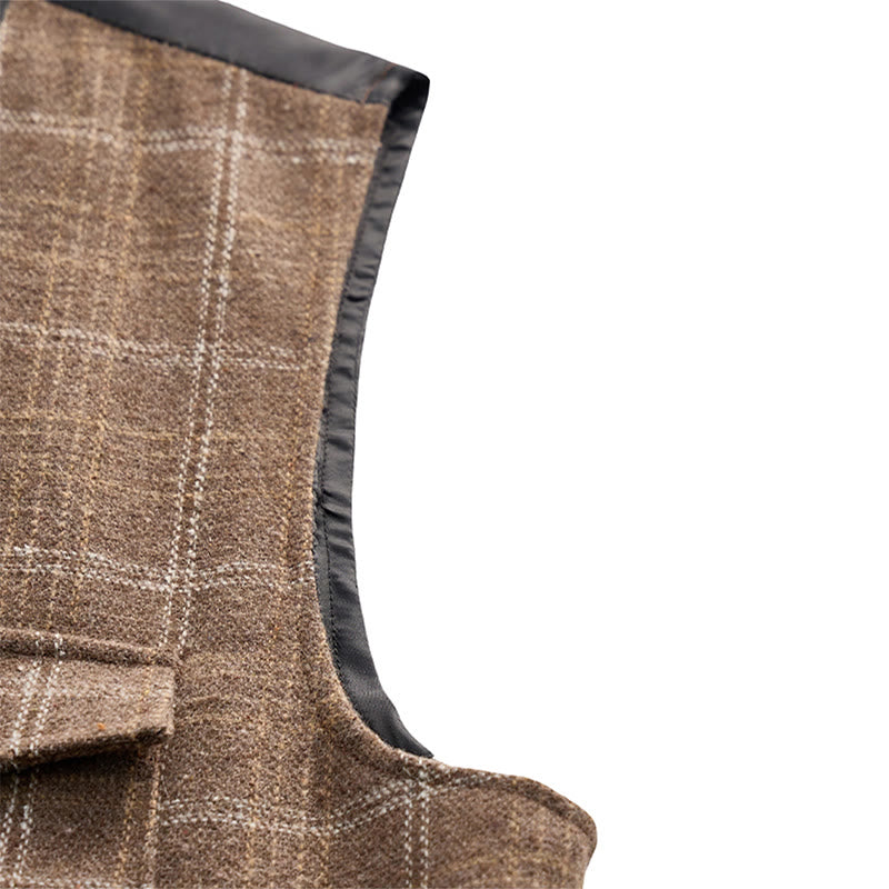 Gilet de costume léger à carreaux pour homme, style britannique, habillé et décontracté. - image 5
