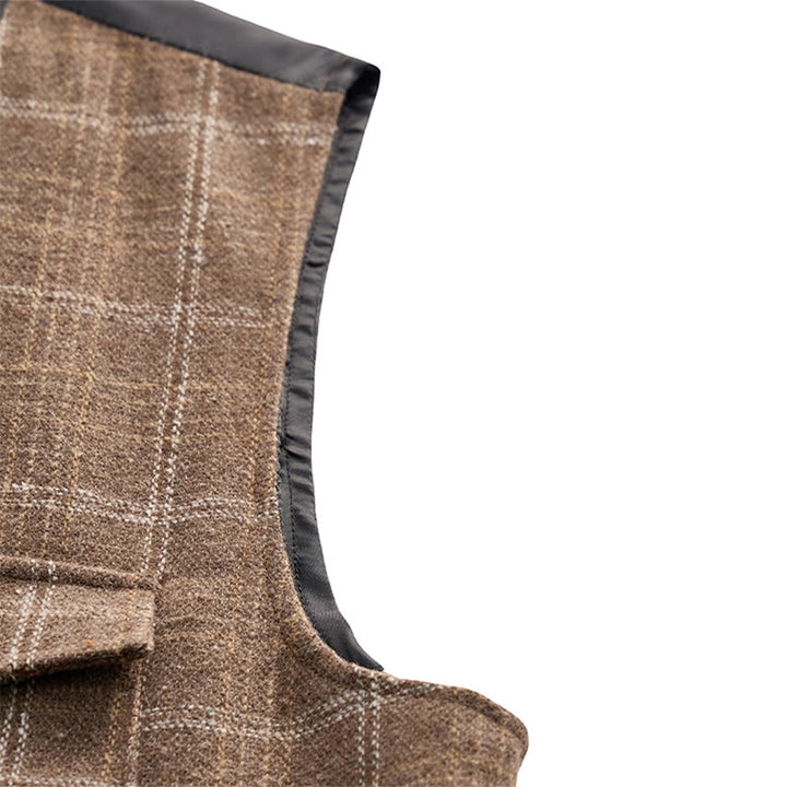 Gilet de costume léger à carreaux pour homme, style britannique, habillé et décontracté. - image 5