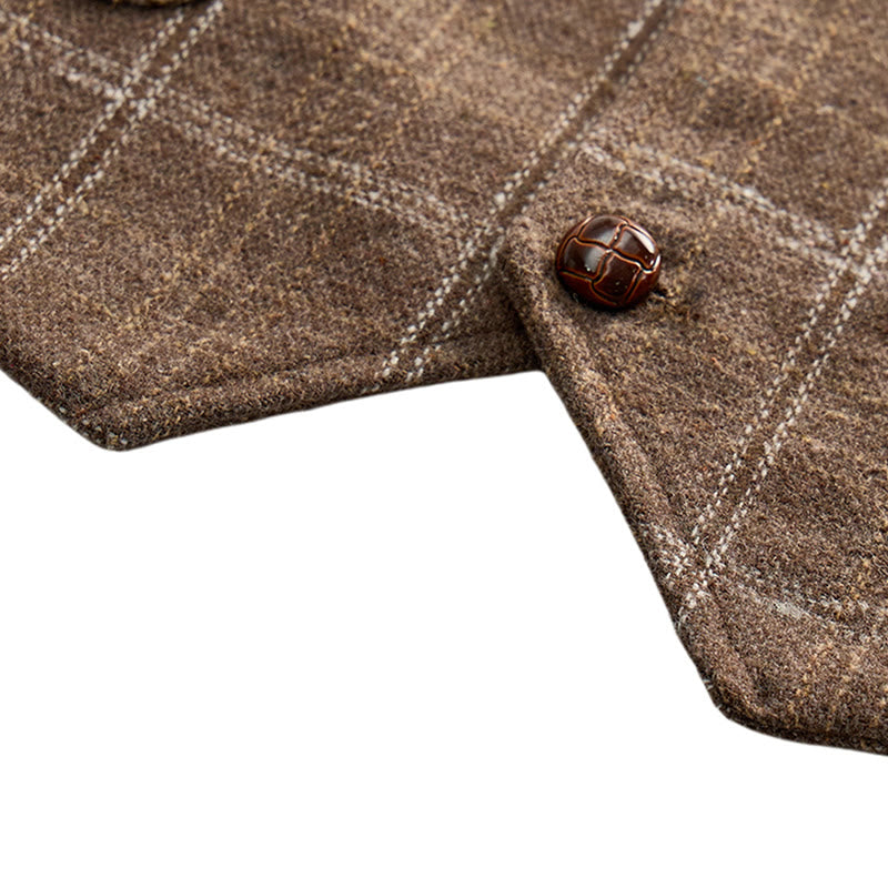 Gilet de costume léger à carreaux pour homme, style britannique, habillé et décontracté. - image 7