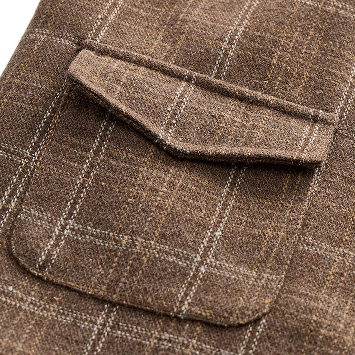 Gilet de costume léger à carreaux pour homme, style britannique, habillé et décontracté. - image 9