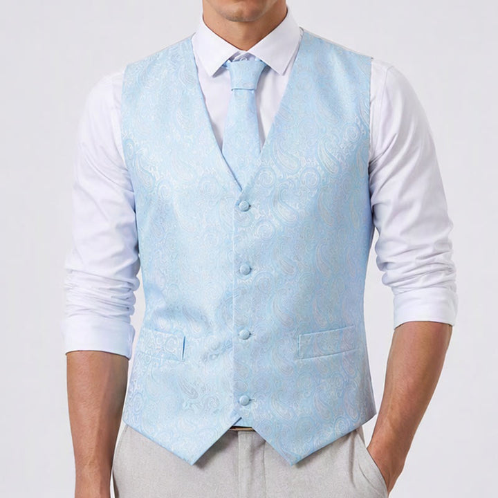 Gilet de costume 3 pièces pour homme, motif cachemire jacquard - image 1