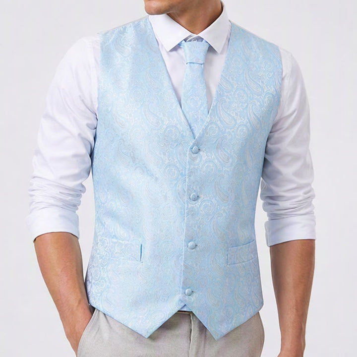 Gilet de costume 3 pièces pour homme, motif cachemire jacquard - image 3