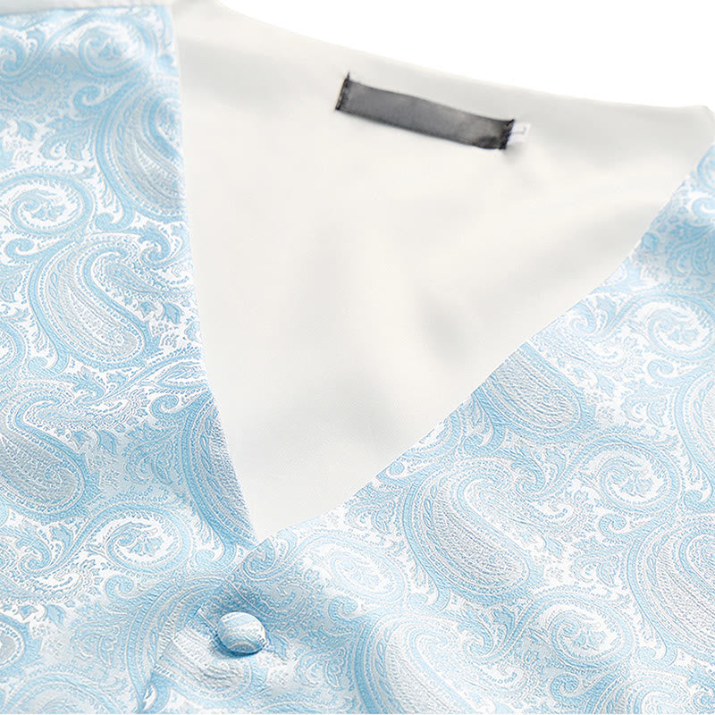 Gilet de costume 3 pièces pour homme, motif cachemire jacquard - image 9
