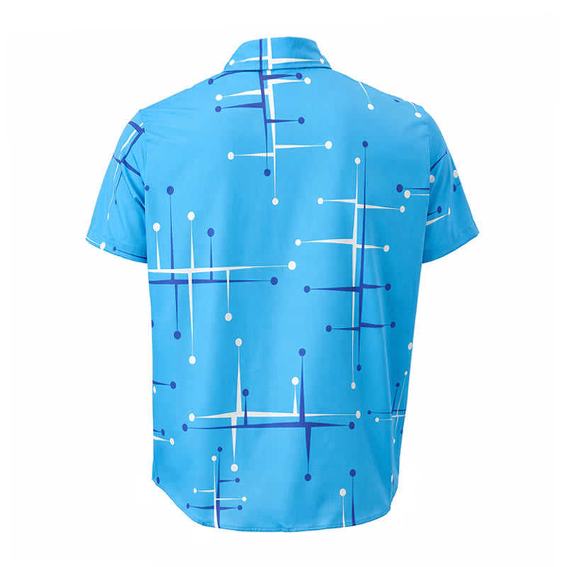 Chemise d'été pour homme à imprimé géométrique rétro à pois et lignes - image 10
