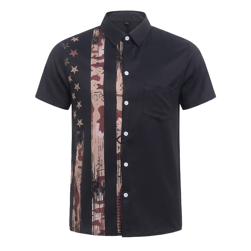 Chemise à manches courtes pour homme, imprimé camouflage drapeau américain vintage - image 9