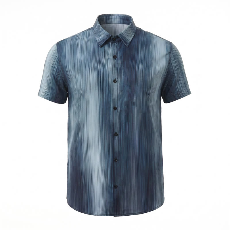 Chemise d'été à boutons pour homme, imprimée d'une texture verticale dégradée - image 14