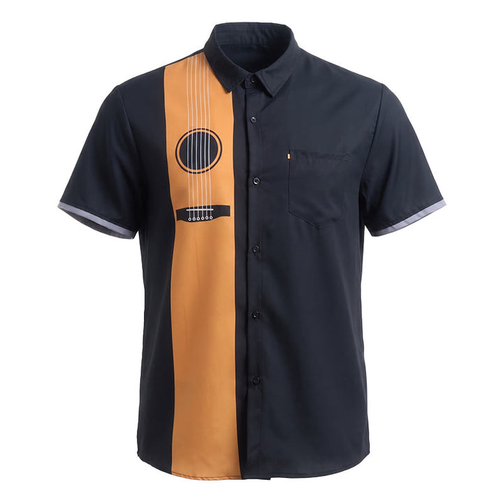 Chemise streetwear décontractée pour homme avec imprimé guitare acoustique créatif - image 11