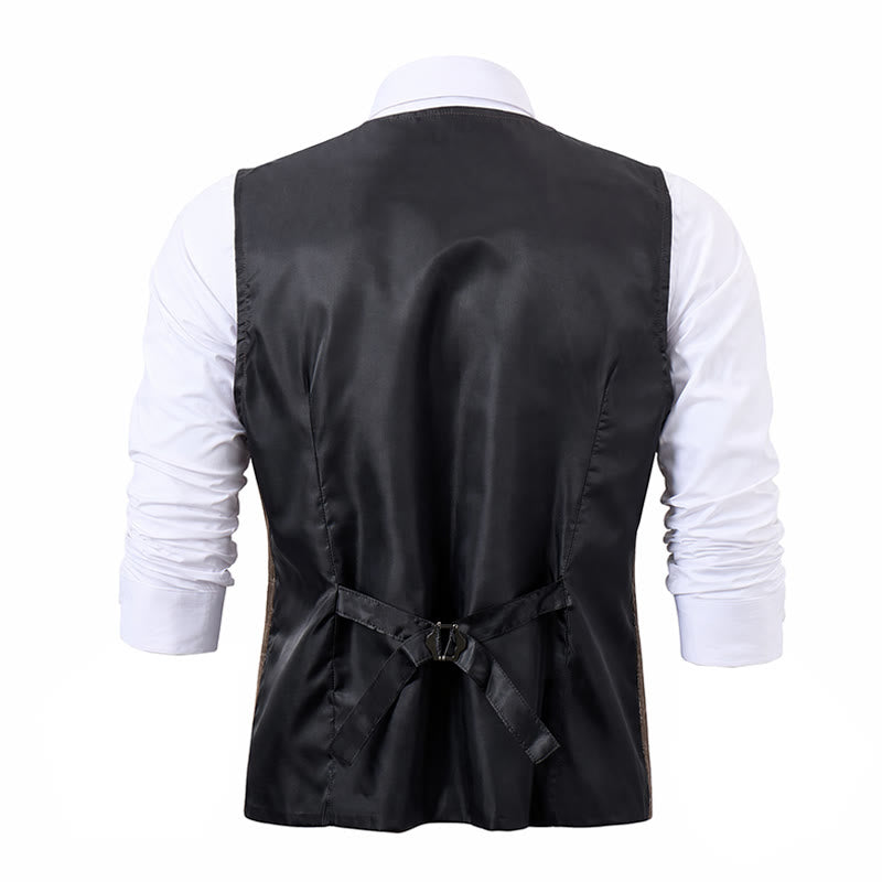 Gilet de costume léger à carreaux pour homme, style britannique, habillé et décontracté. - image 11