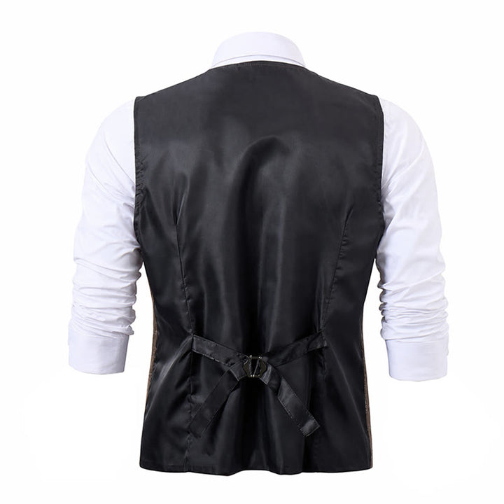 Gilet de costume léger à carreaux pour homme, style britannique, habillé et décontracté. - image 11