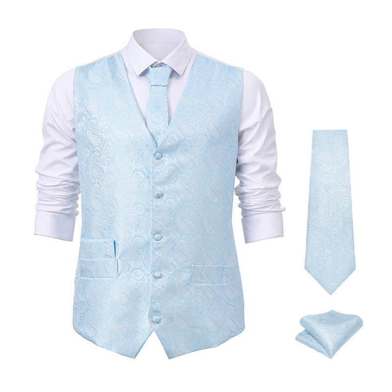 Gilet de costume 3 pièces pour homme, motif cachemire jacquard - image 17