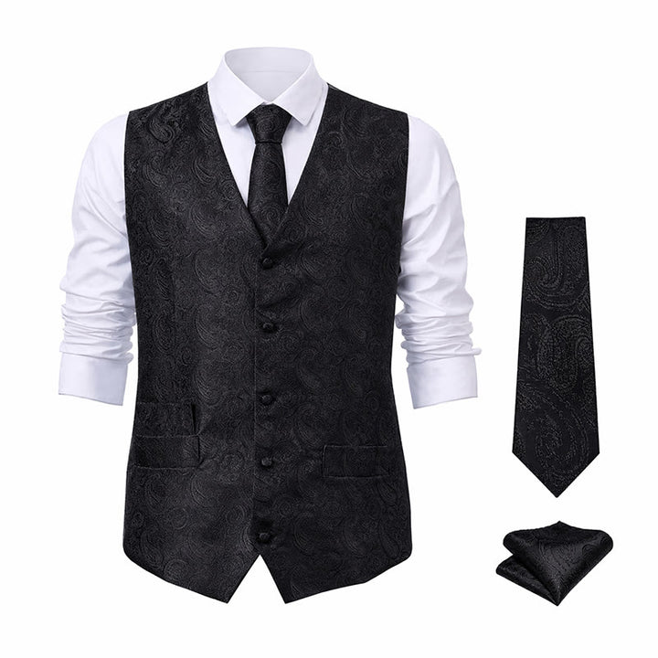 Gilet de costume 3 pièces pour homme, motif cachemire jacquard - image 19