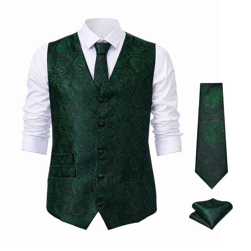 Gilet de costume 3 pièces pour homme, motif cachemire jacquard - image 21