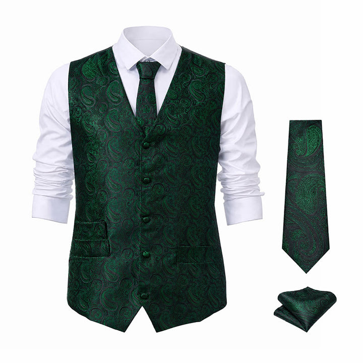 Gilet de costume 3 pièces pour homme, motif cachemire jacquard - image 21