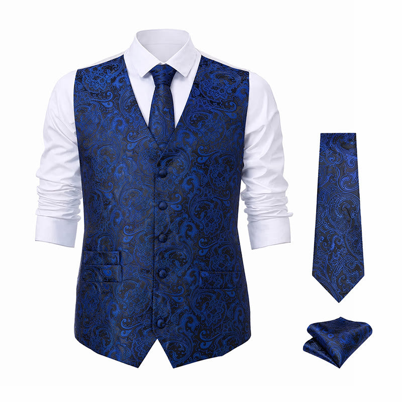Gilet de costume 3 pièces pour homme, motif cachemire jacquard - image 20