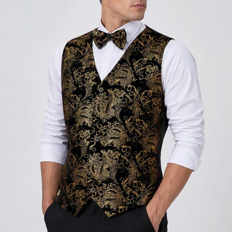 Gilet de costume de soirée/club de luxe pour homme, imprimé baroque vintage - image 3