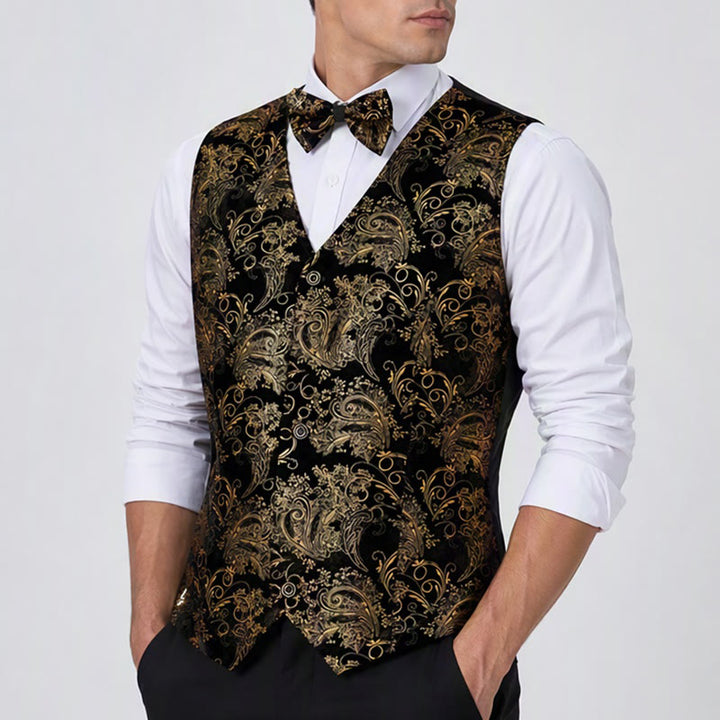 Gilet de costume de soirée/club de luxe pour homme, imprimé baroque vintage - image 3