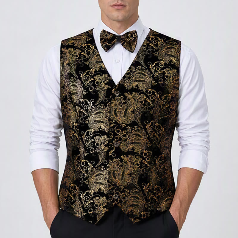 Gilet de costume de soirée/club de luxe pour homme, imprimé baroque vintage - image 1