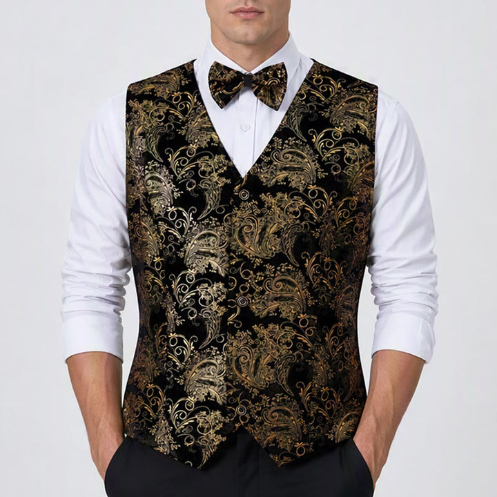 Gilet de costume de soirée/club de luxe pour homme, imprimé baroque vintage - image 1